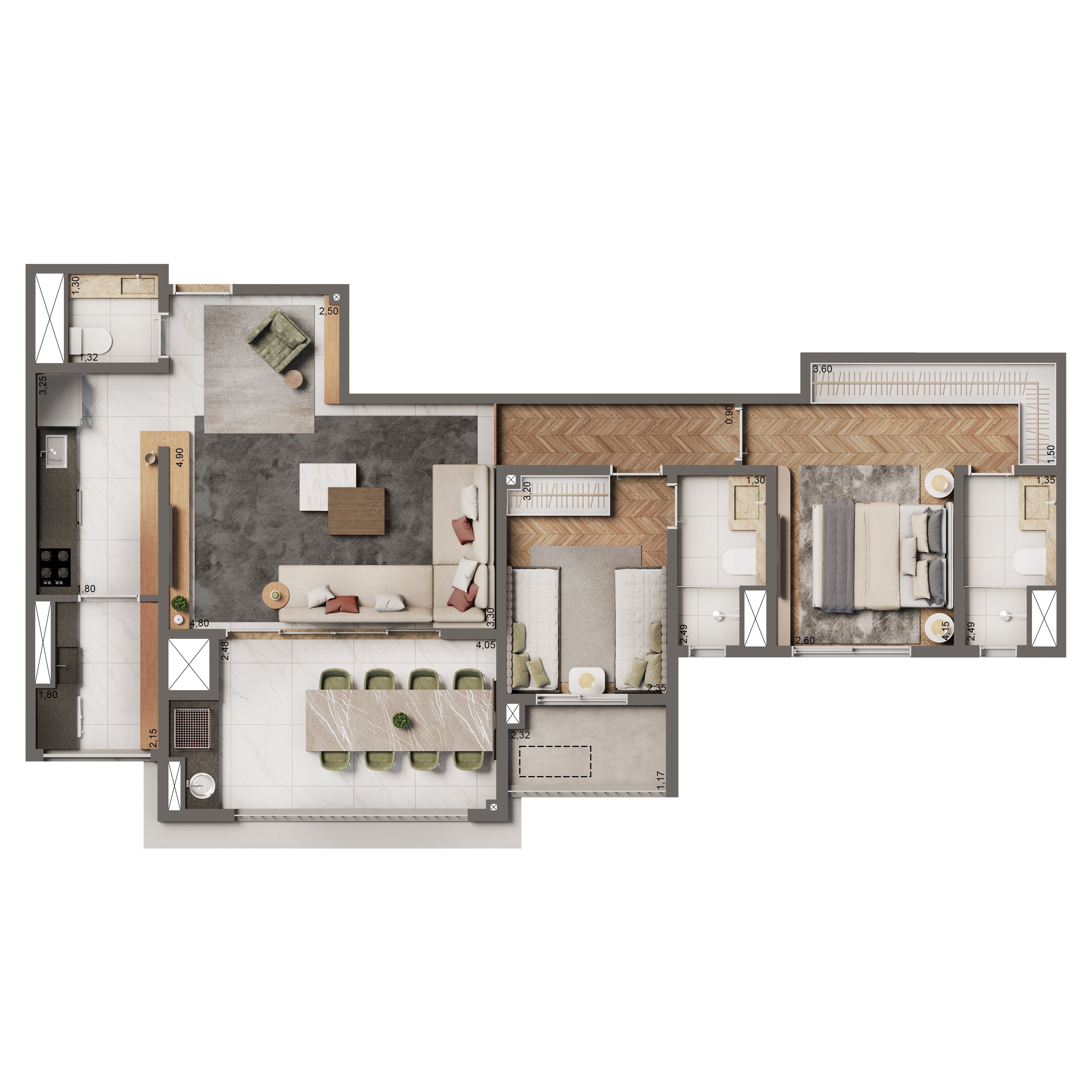Planta Padrão 86m²